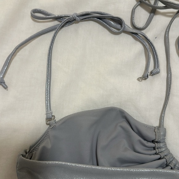 NWT UO Out From Under Isla Metallic Bandeau Bikini Set Top-Size L Bottoms-Size M - Picture 14 of 16